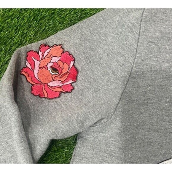 Puma  Women's Gray Hoodie Customized With Patches Size Small - Picture 7 of 13